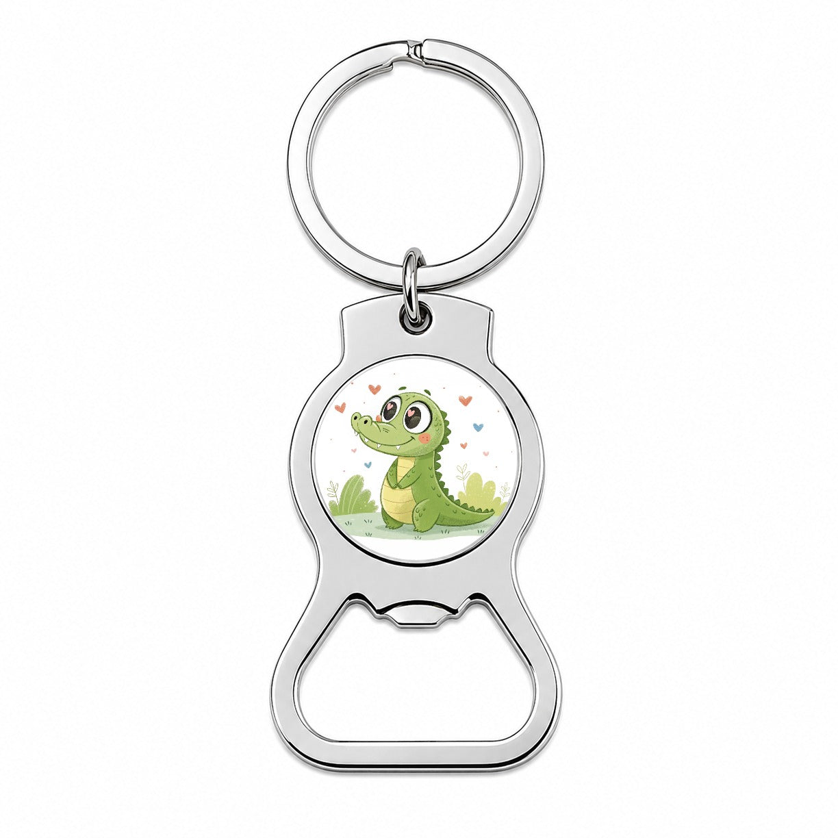 Kawaii Alligator Crocodile Love Hearts Bottle Opener Keychain