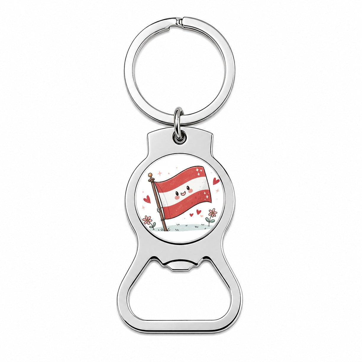 Kawaii Austrian Flag Bottle Opener Keychain