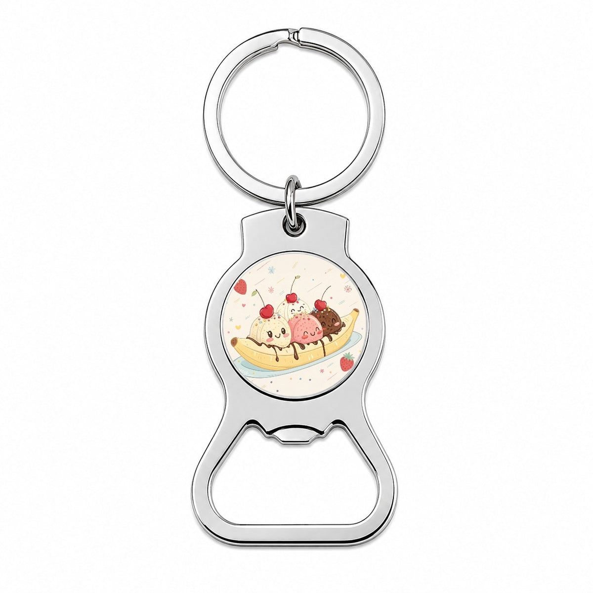 Kawaii Banana Split Ice Cream Bottle Opener Keychain