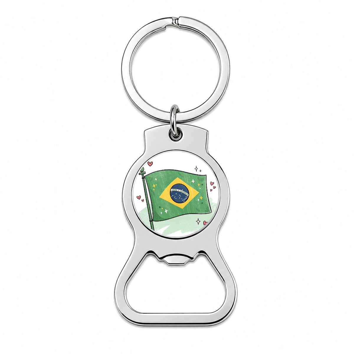 Kawaii Brazil Flag Bottle Opener Keychain