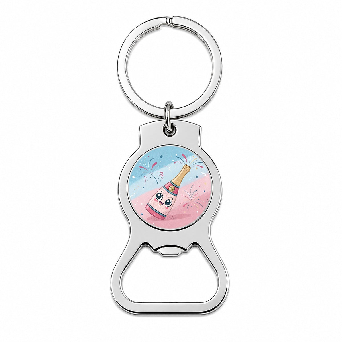 Kawaii Champagne Celebrate Bottle Opener Keychain
