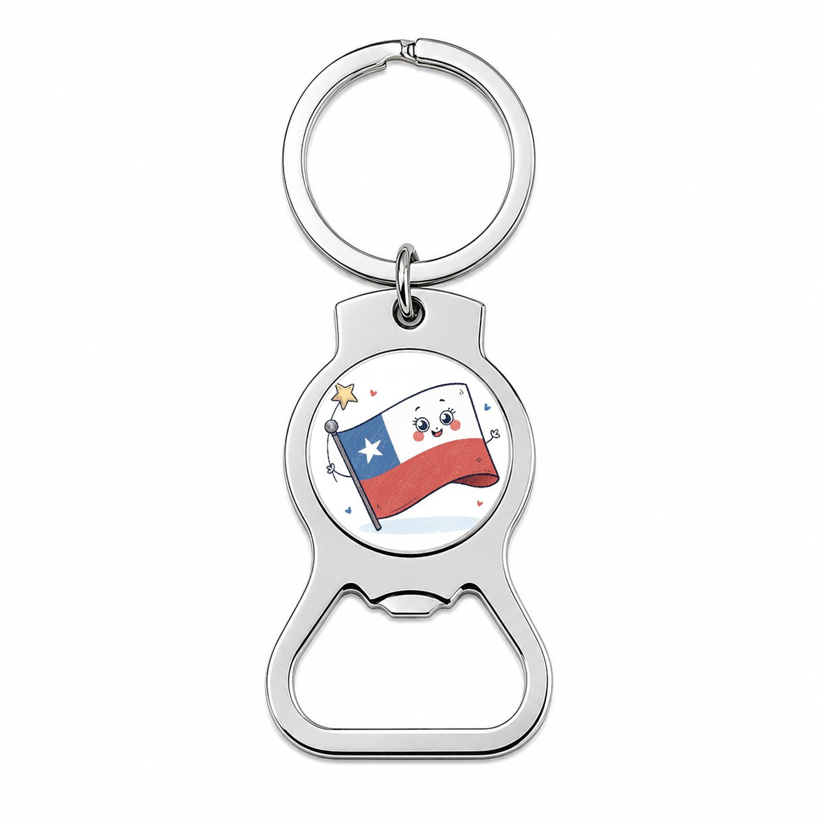 Kawaii Chile Flag Bottle Opener Keychain