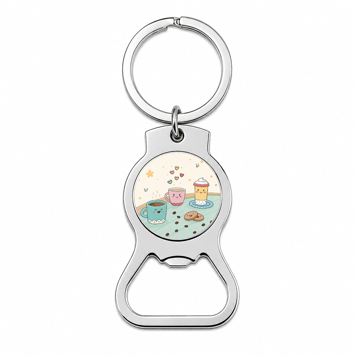 Kawaii Coffee Cups Latte Cappuccino Bottle Opener Keychain