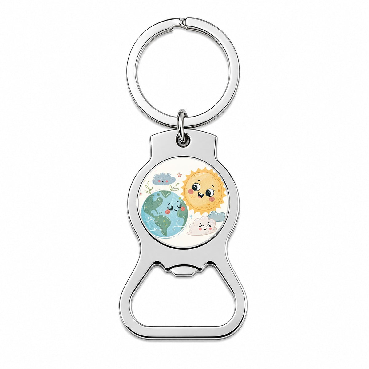Kawaii Earth And Sun Bottle Opener Keychain