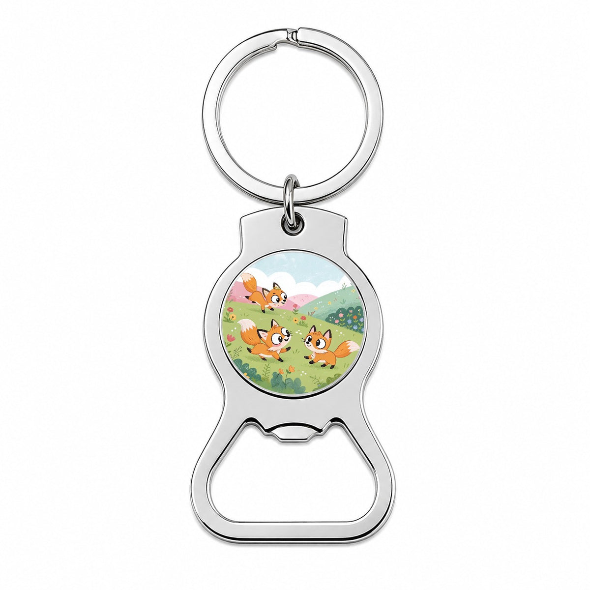 Kawaii Foxes Bottle Opener Keychain