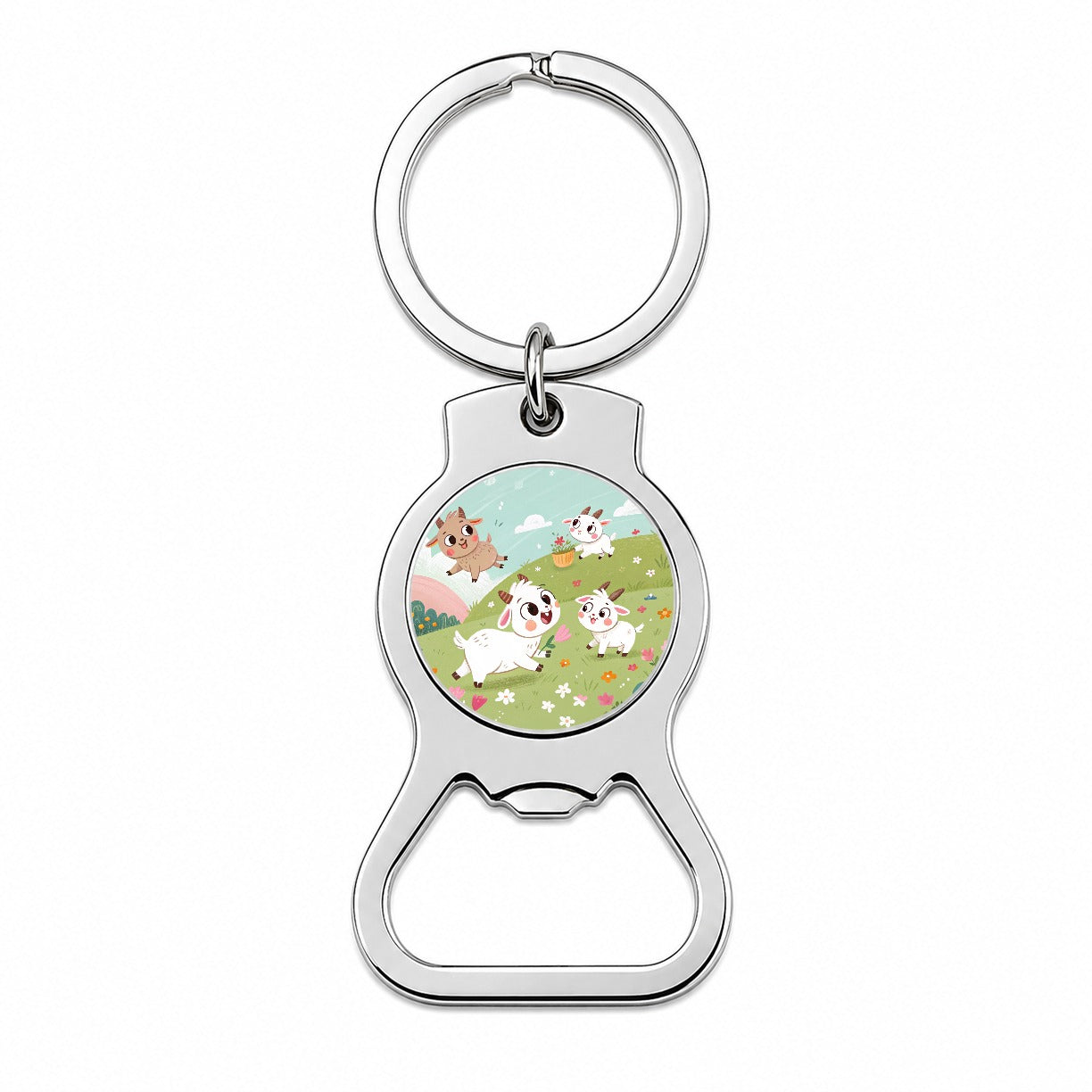 Kawaii Goats Bottle Opener Keychain