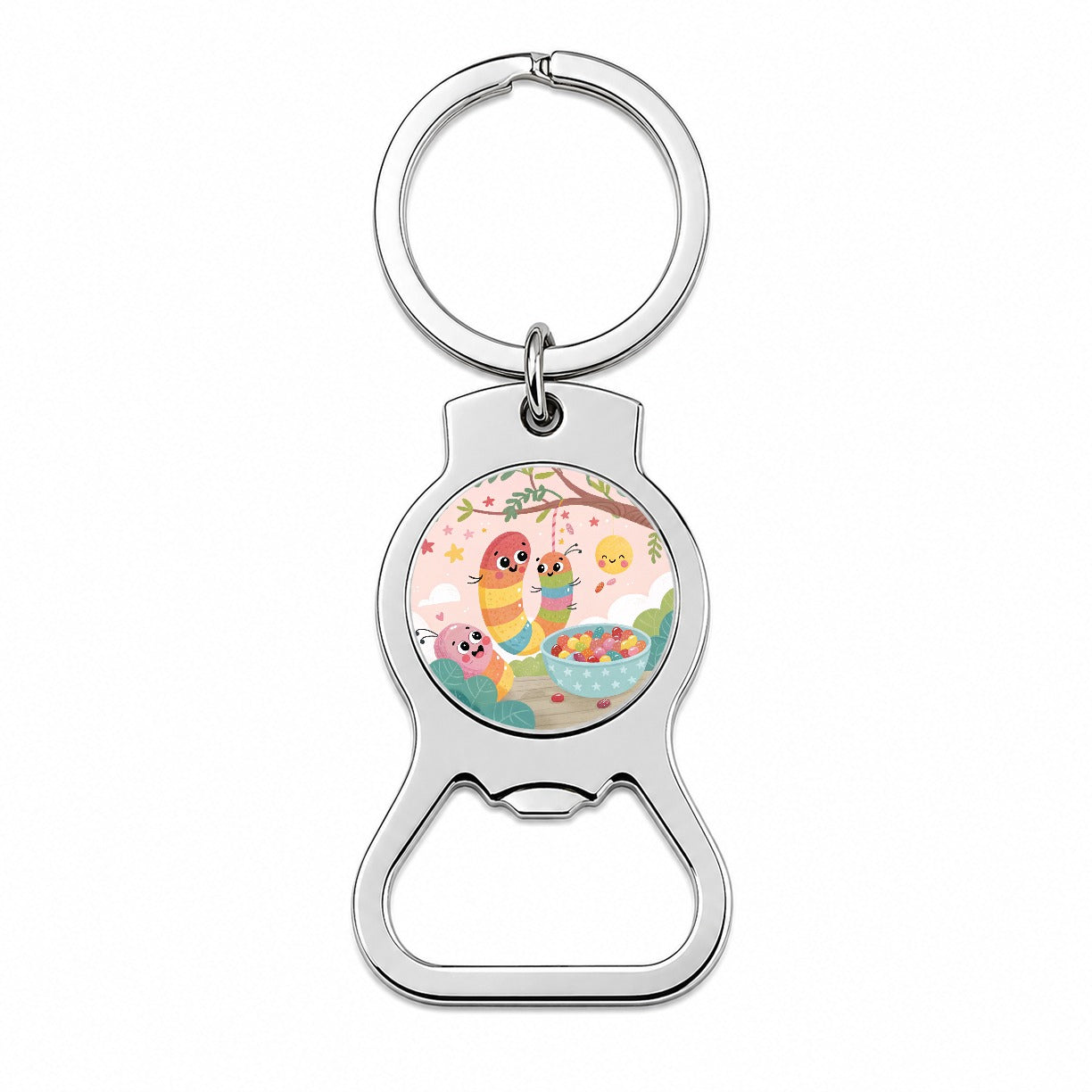 Kawaii Gummi Worms Jelly Beans Bottle Opener Keychain