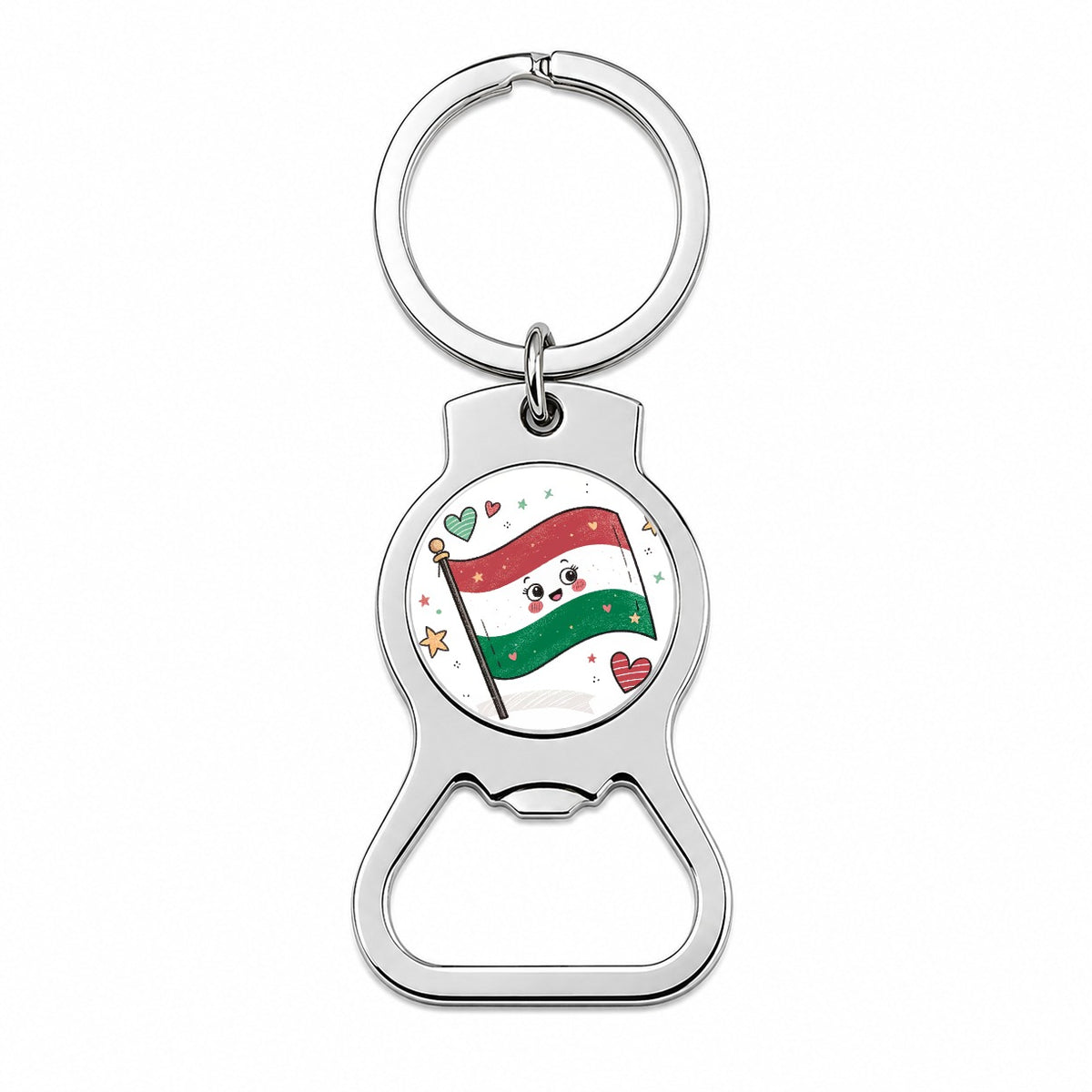 Kawaii Hungary Flag Bottle Opener Keychain
