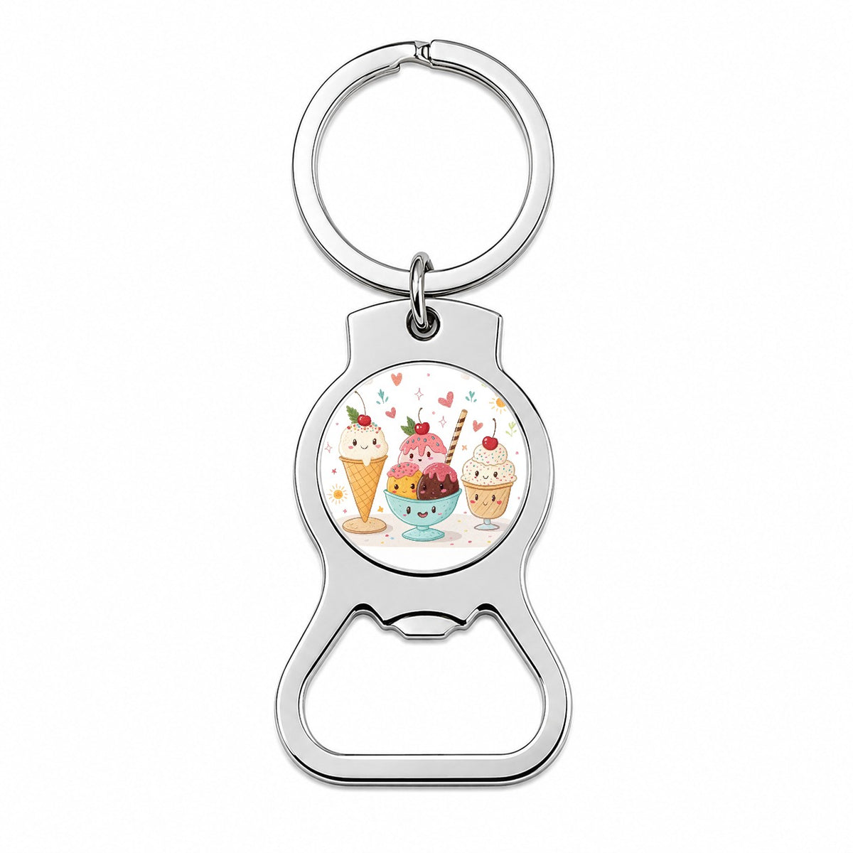 Kawaii Ice Cream Sundaes Bottle Opener Keychain