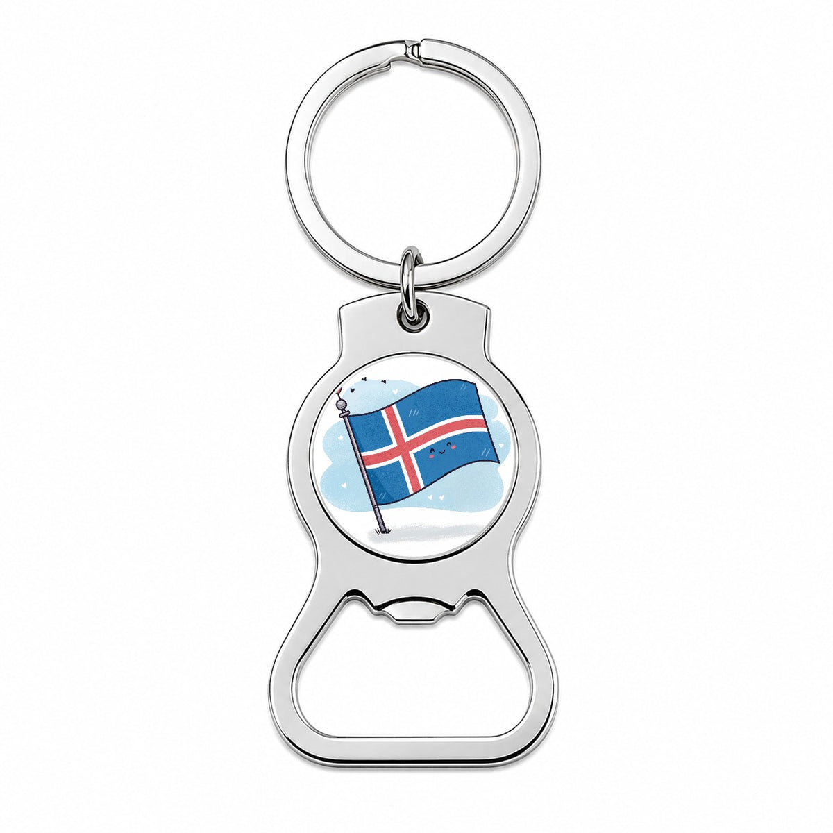 Kawaii Iceland Flag Bottle Opener Keychain