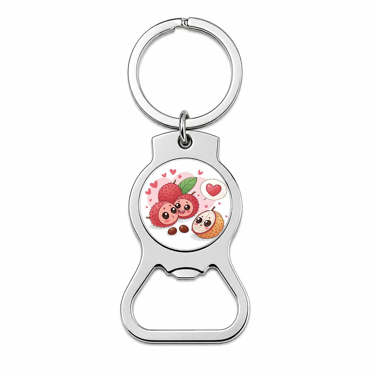 Kawaii Lychees And Hearts Bottle Opener Keychain