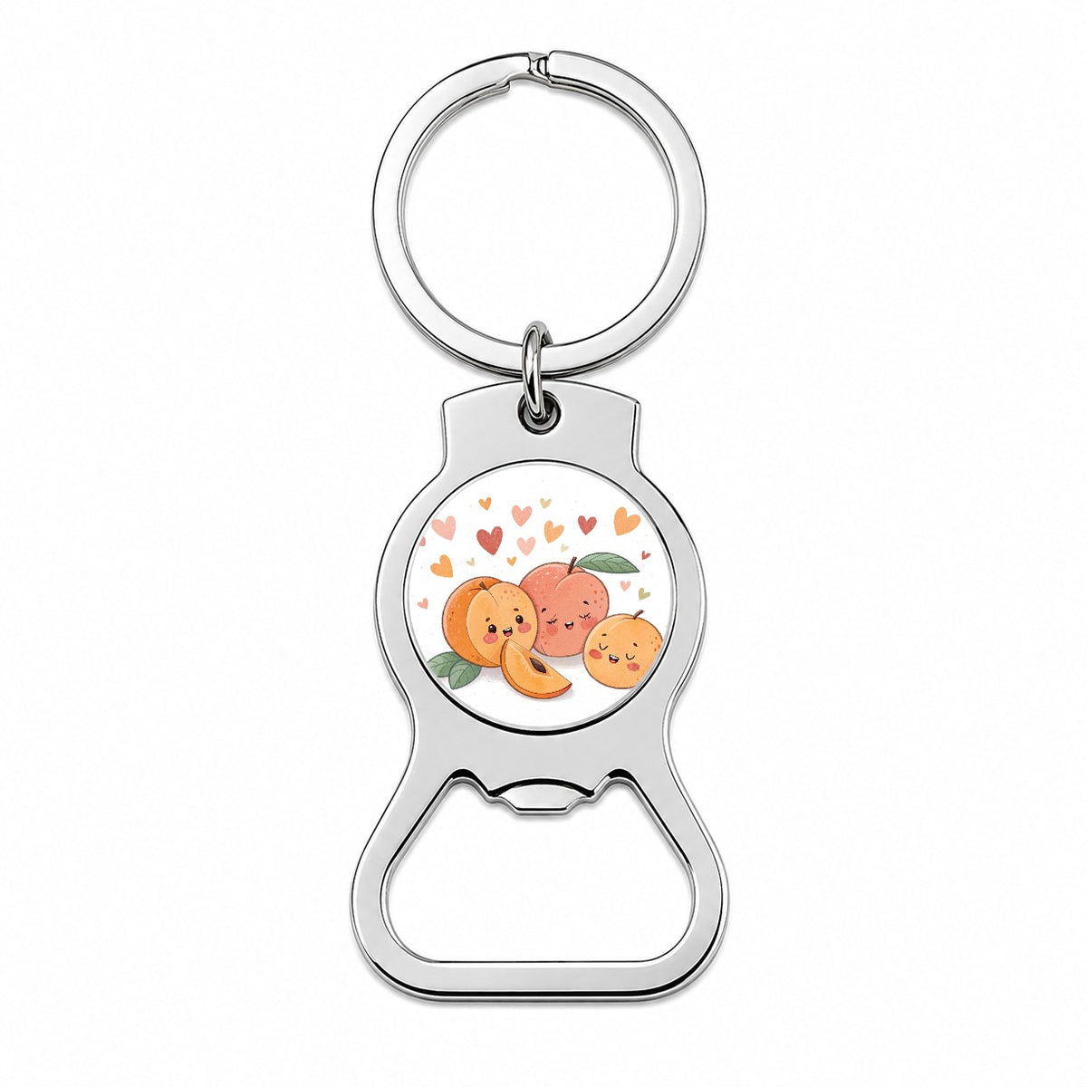 Kawaii Peaches And Hearts Bottle Opener Keychain