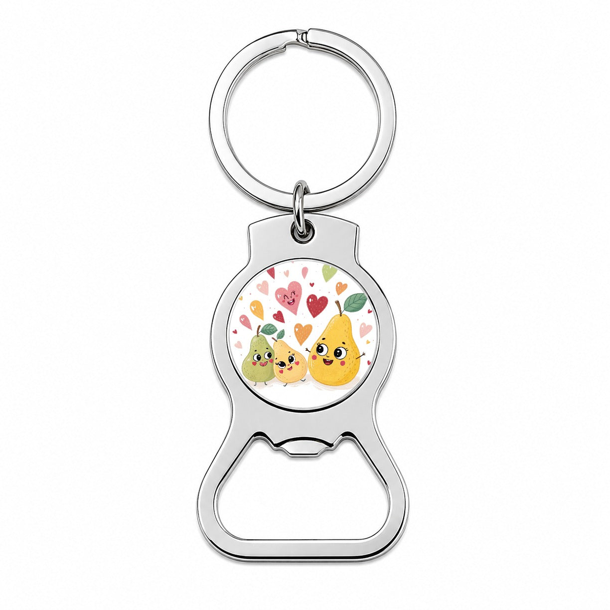 Kawaii Pears And Hearts Bottle Opener Keychain