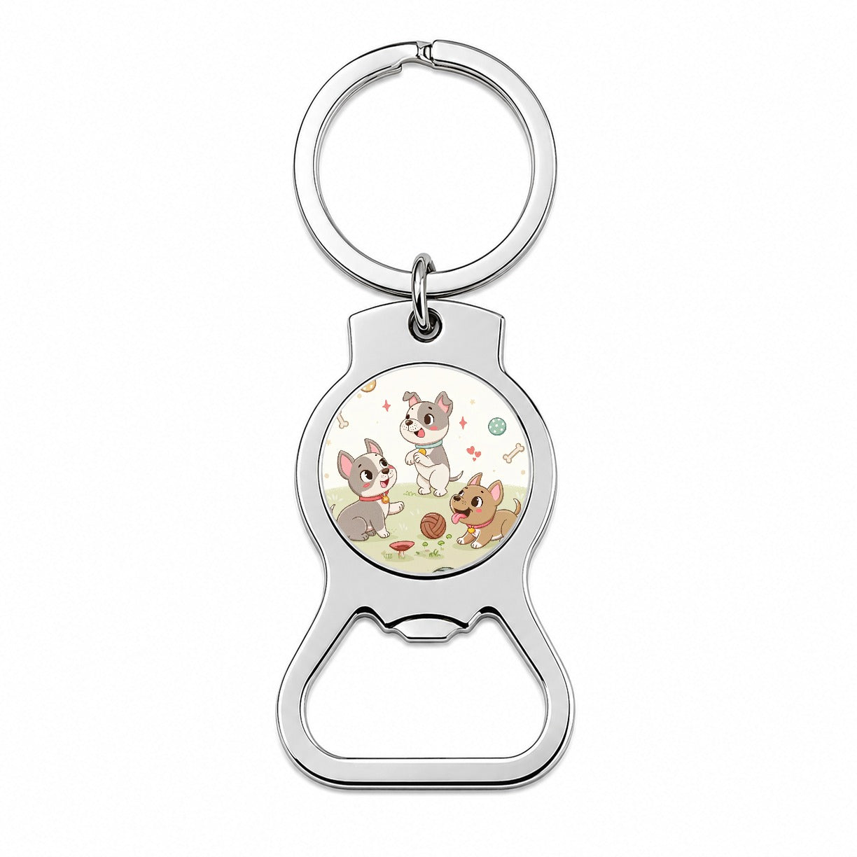 Kawaii Pitbulls Dogs Bottle Opener Keychain