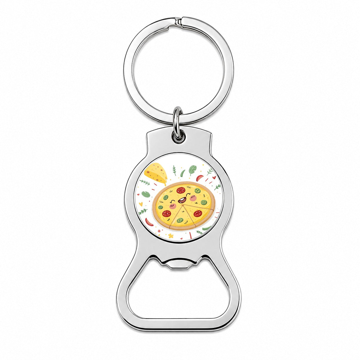 Kawaii Pizza Bottle Opener Keychain