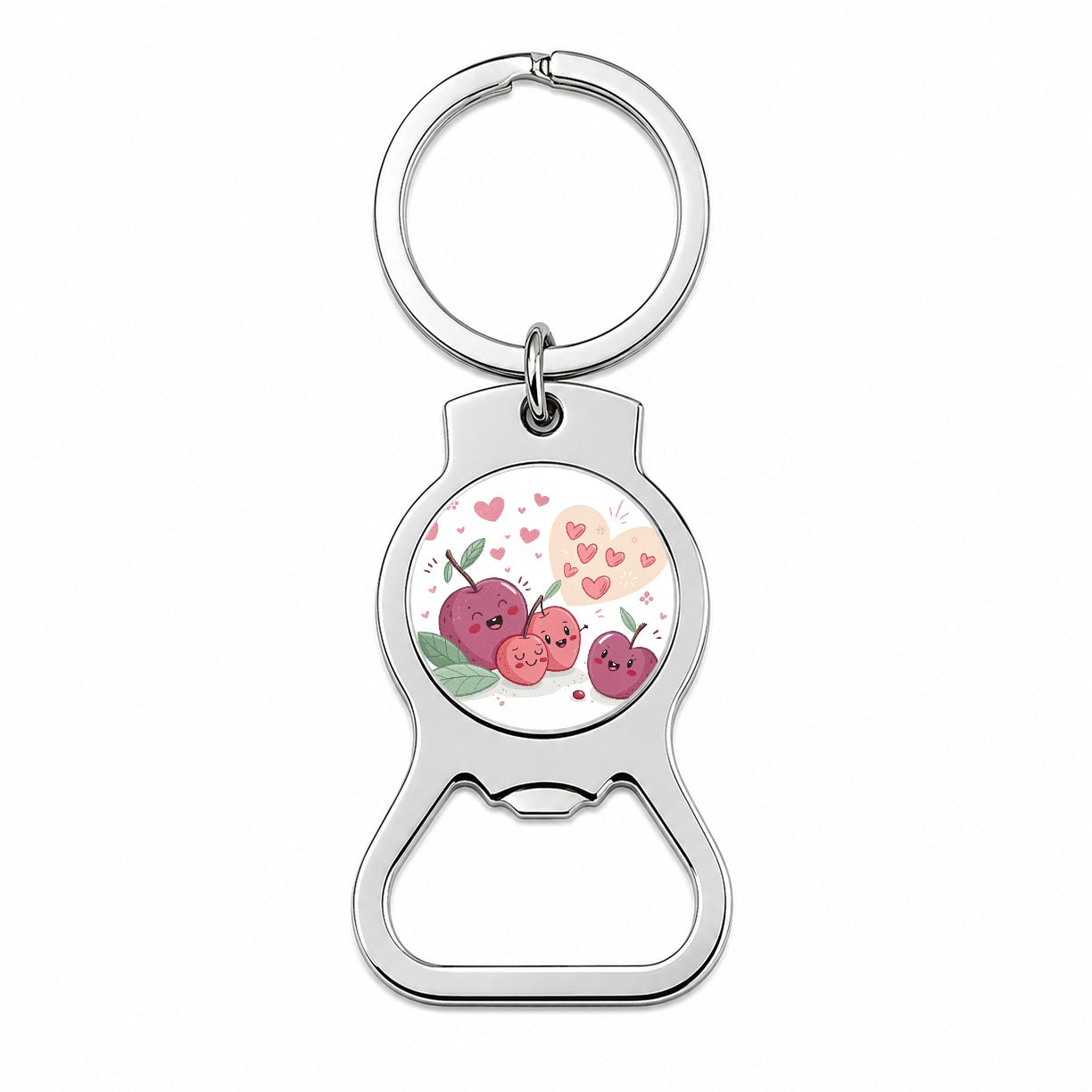 Kawaii Plums And Hearts Bottle Opener Keychain
