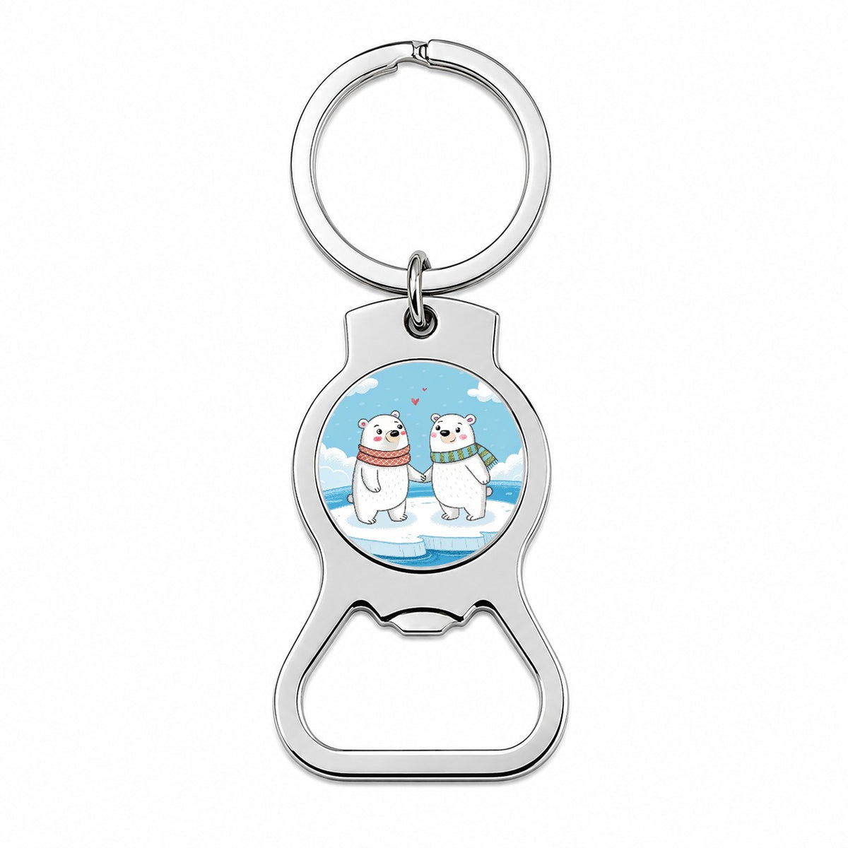 Kawaii Polar Bears In Love Valentine's Day Bottle Opener Keychain