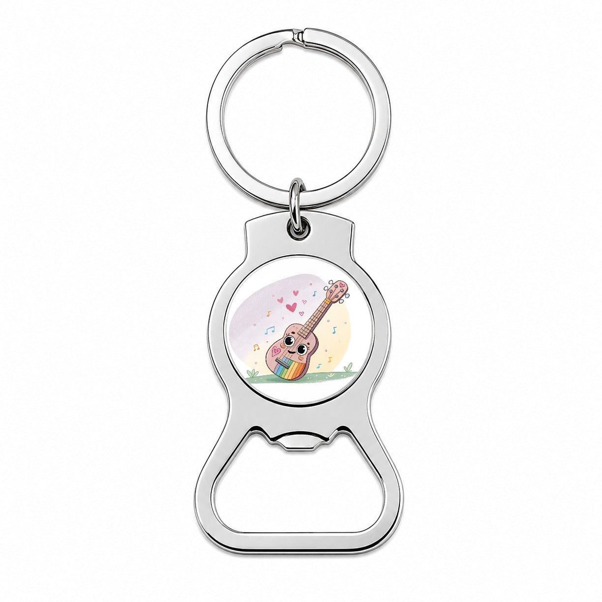 Kawaii Colorful Ukulele Music Bottle Opener Keychain