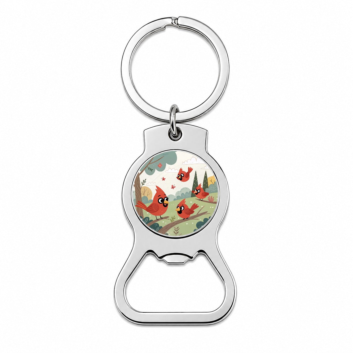 Kawaii Red Cardinals Birds Bottle Opener Keychain