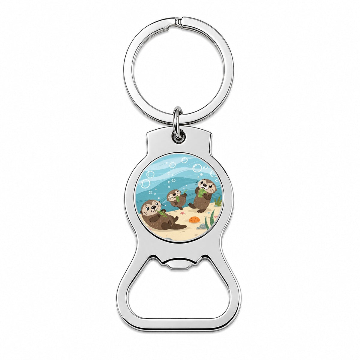 Kawaii Sea Otters Bottle Opener Keychain
