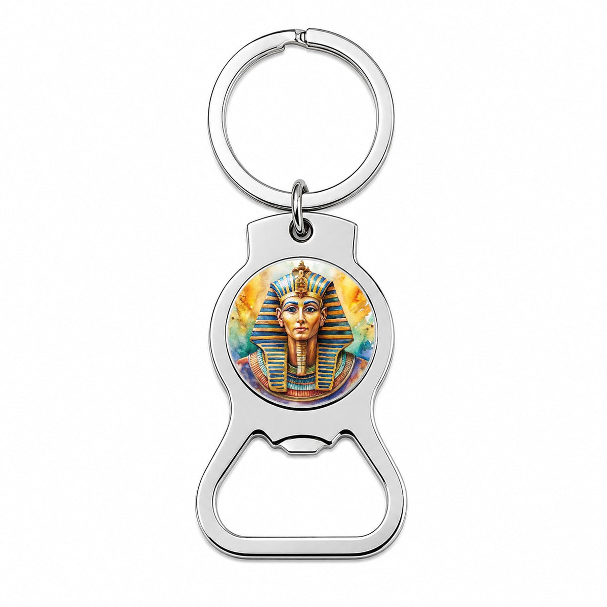 Ancient Egyptian Pharaoh Watercolor Bottle Opener Keychain
