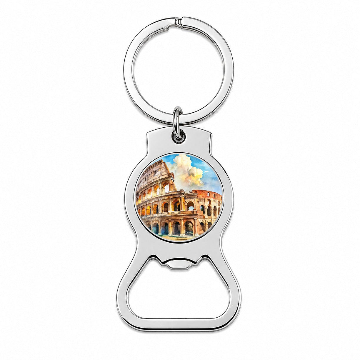 Ancient Rome Coliseum Watercolor Bottle Opener Keychain