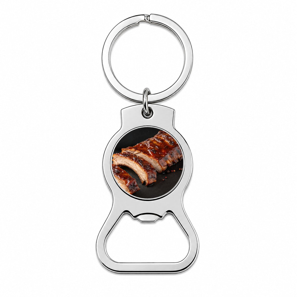 BBQ Baby Back Ribs Bottle Opener Keychain