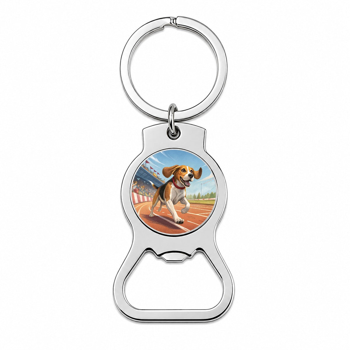 Beagle Dog Racing Bottle Opener Keychain