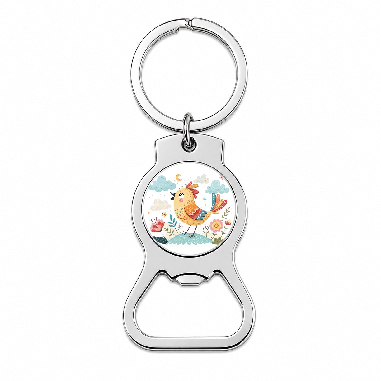 Bird Children's Illustration Style Bottle Opener Keychain