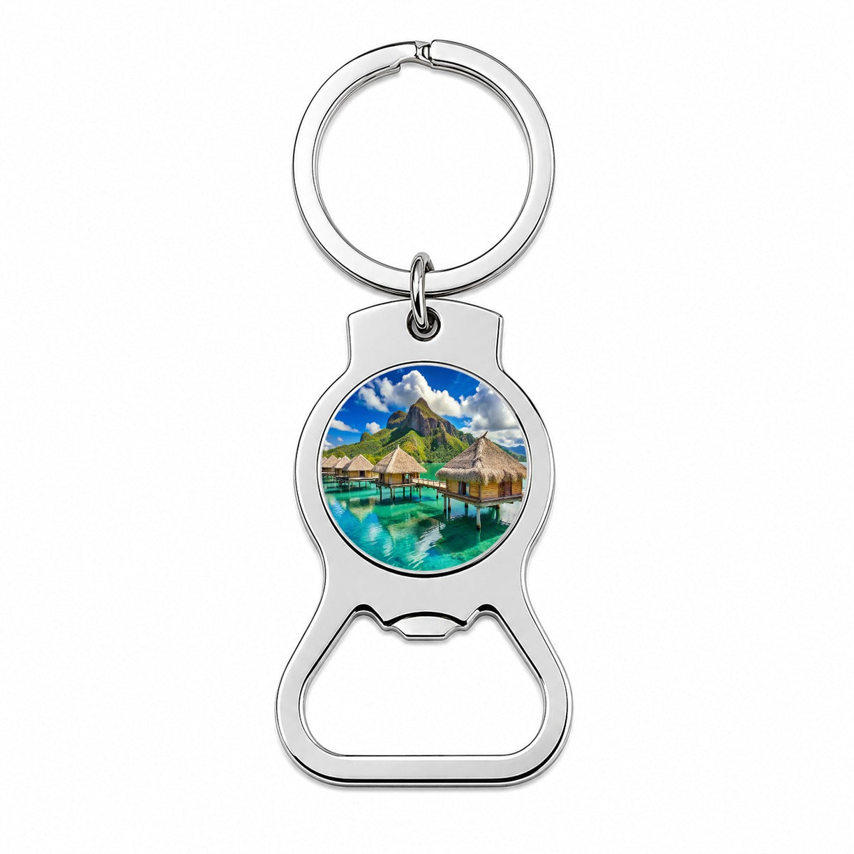 Bora Bora Huts On Water French Polynesia Bottle Opener Keychain