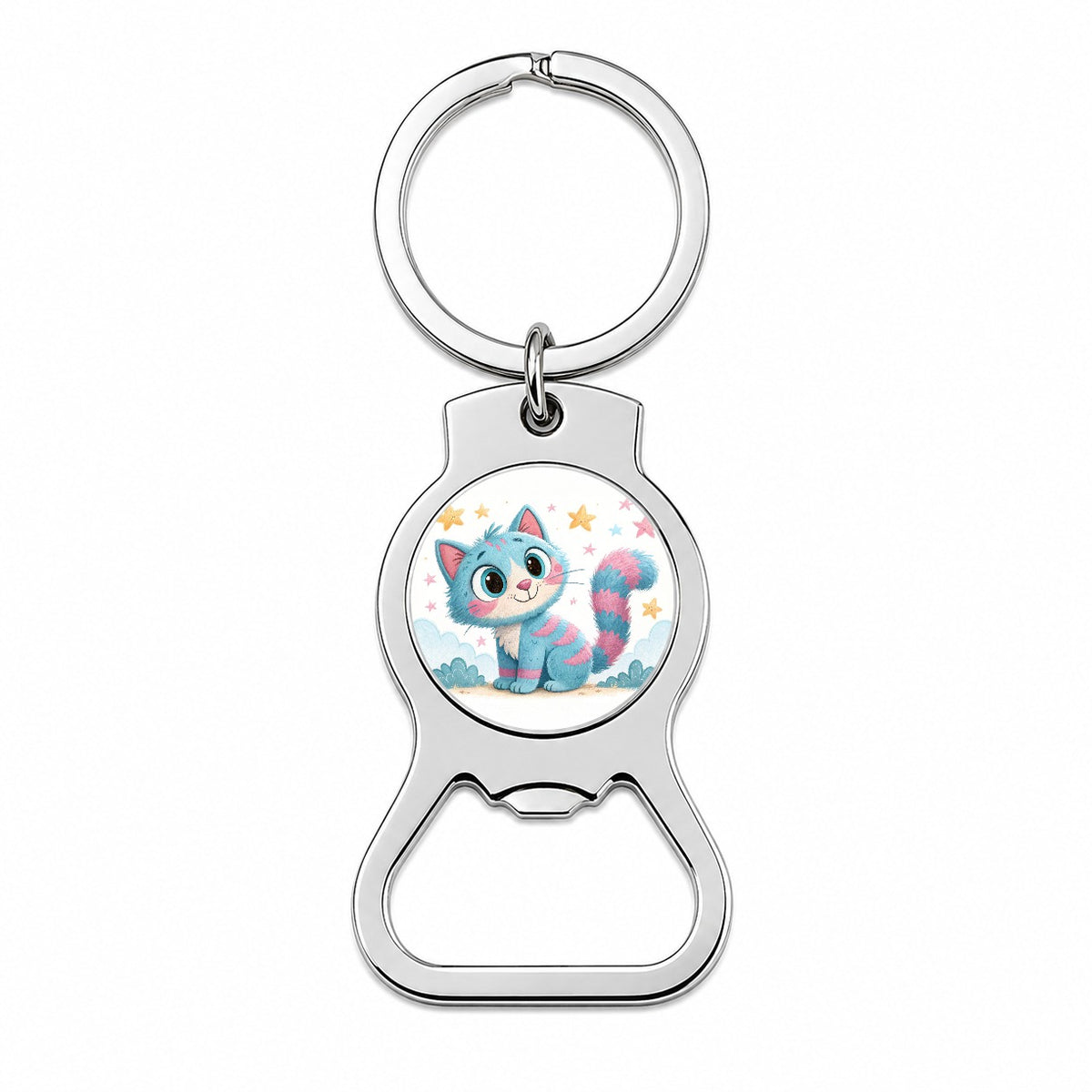 Cat Children's Illustration Style Bottle Opener Keychain
