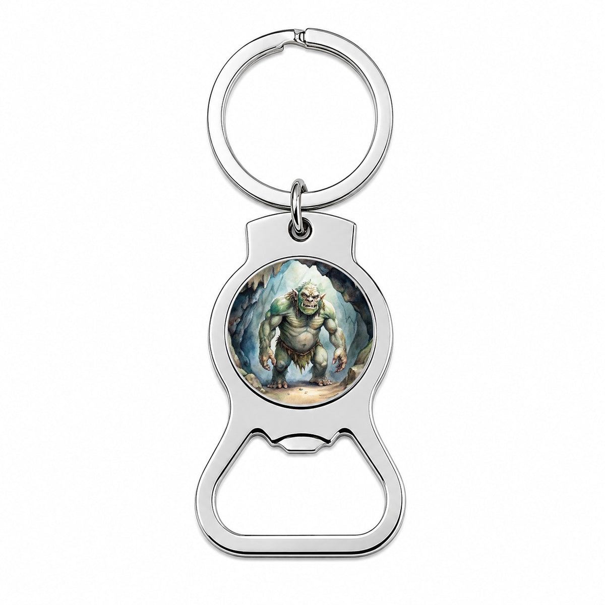 Cave Troll Fantasy Monster Watercolor Bottle Opener Keychain