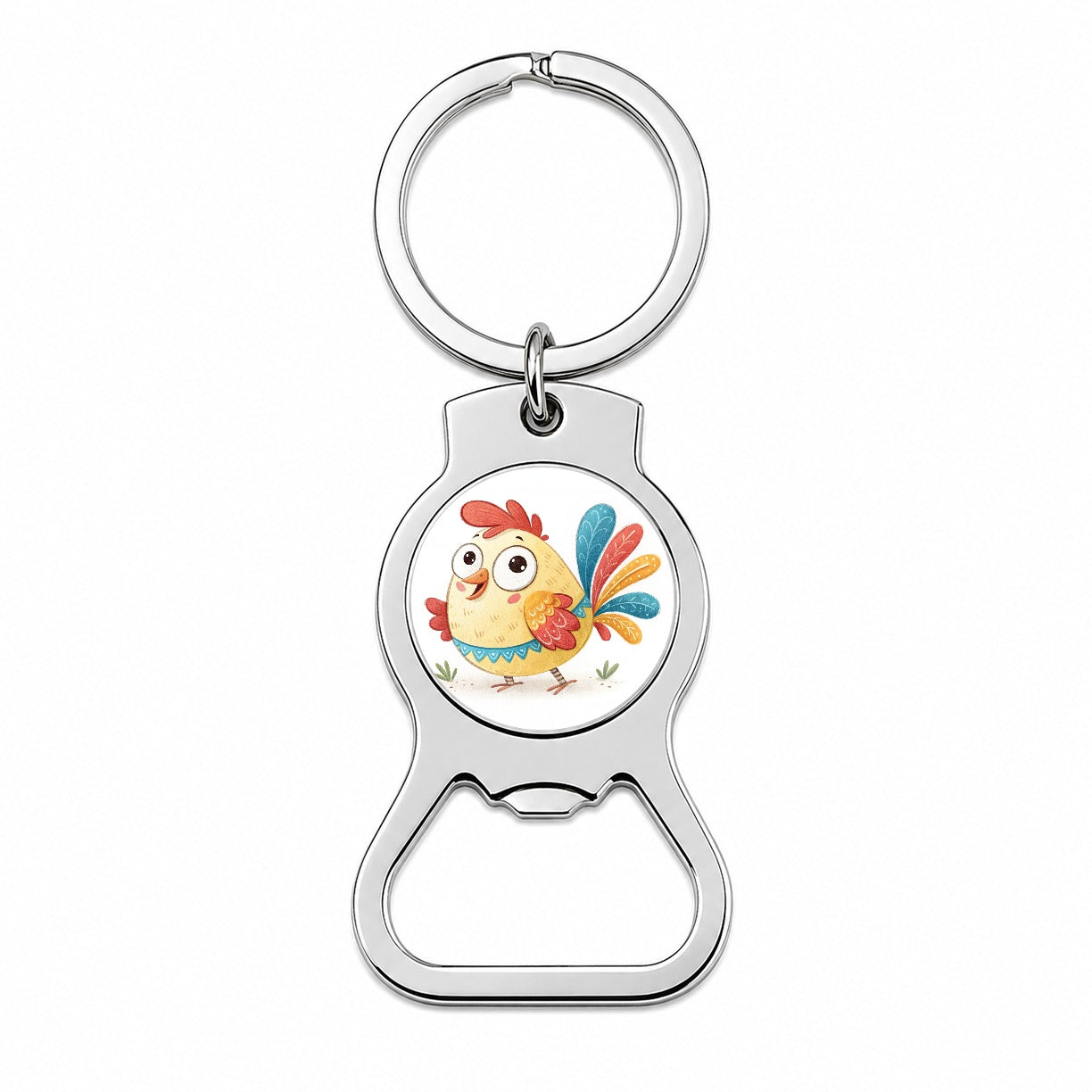 Chicken Children's Illustration Style Bottle Opener Keychain
