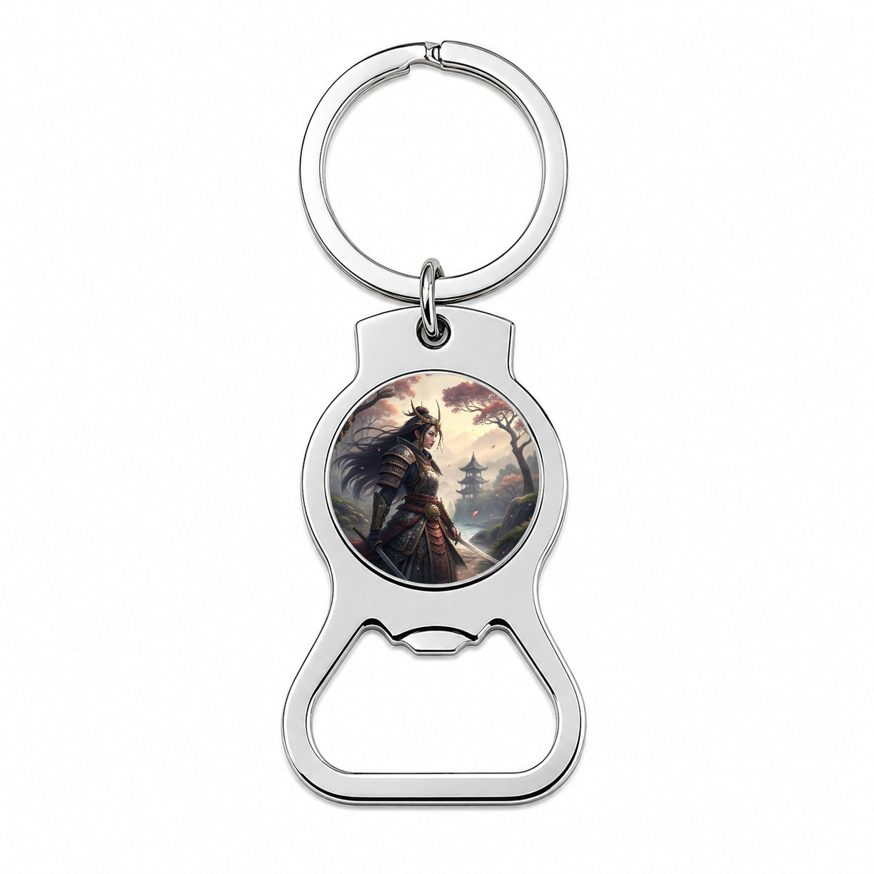 Classic Japanese Anime Style Fantasy Warrior Woman Bottle Opener Keychain