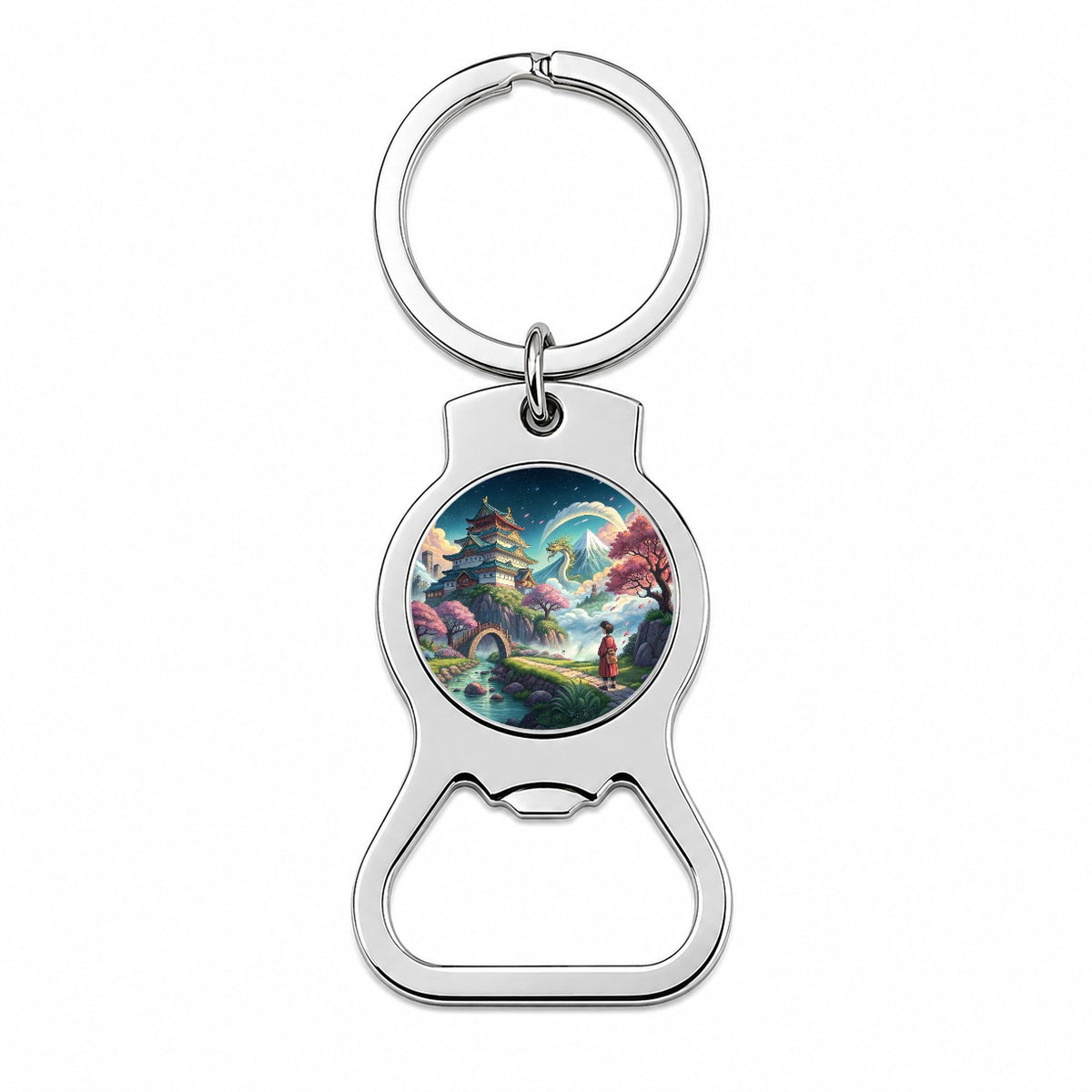 Classic Japanese Anime Style Fantasy World Bottle Opener Keychain