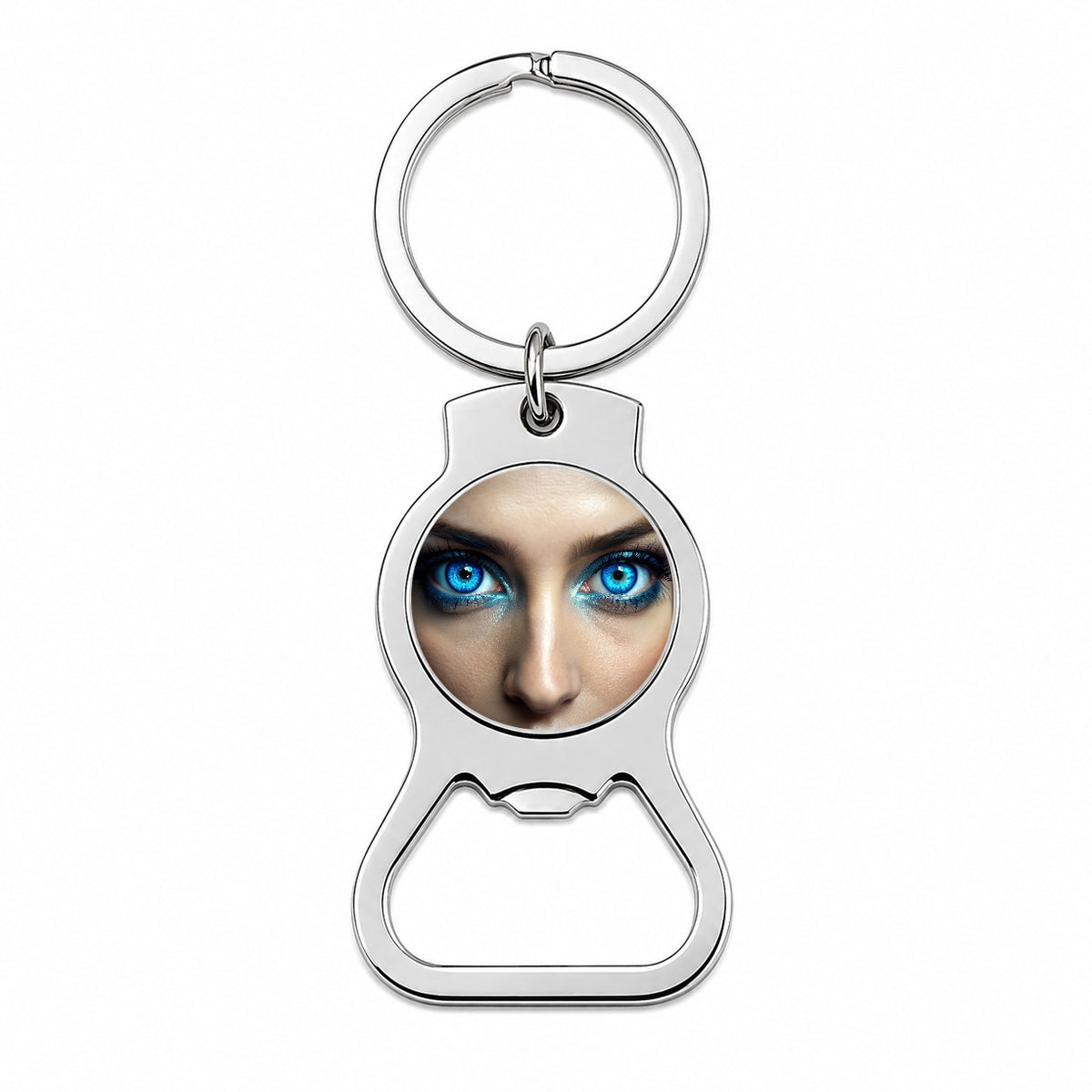 Close-Up Of Blue Eyes Bottle Opener Keychain