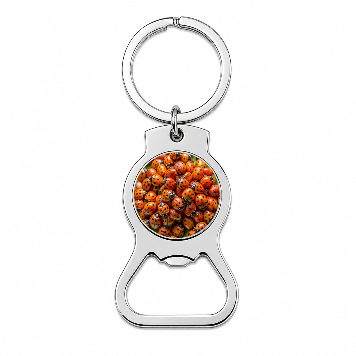 Close-Up Of Ladybugs Covering Leaf Bottle Opener Keychain
