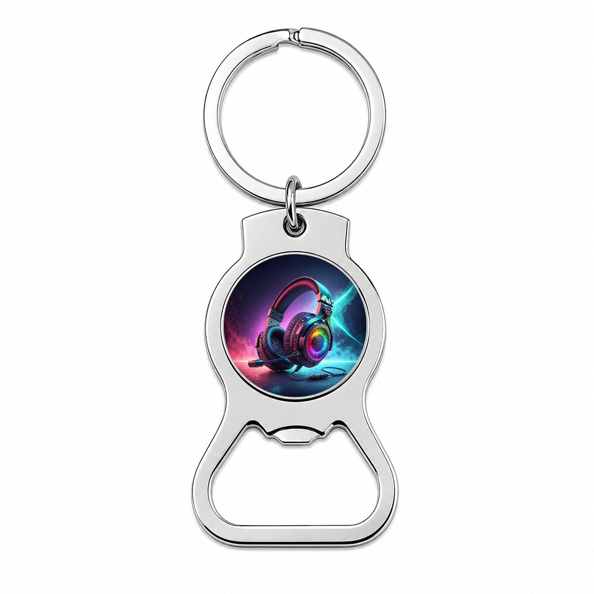 Computer Console Gaming Headphones Bottle Opener Keychain