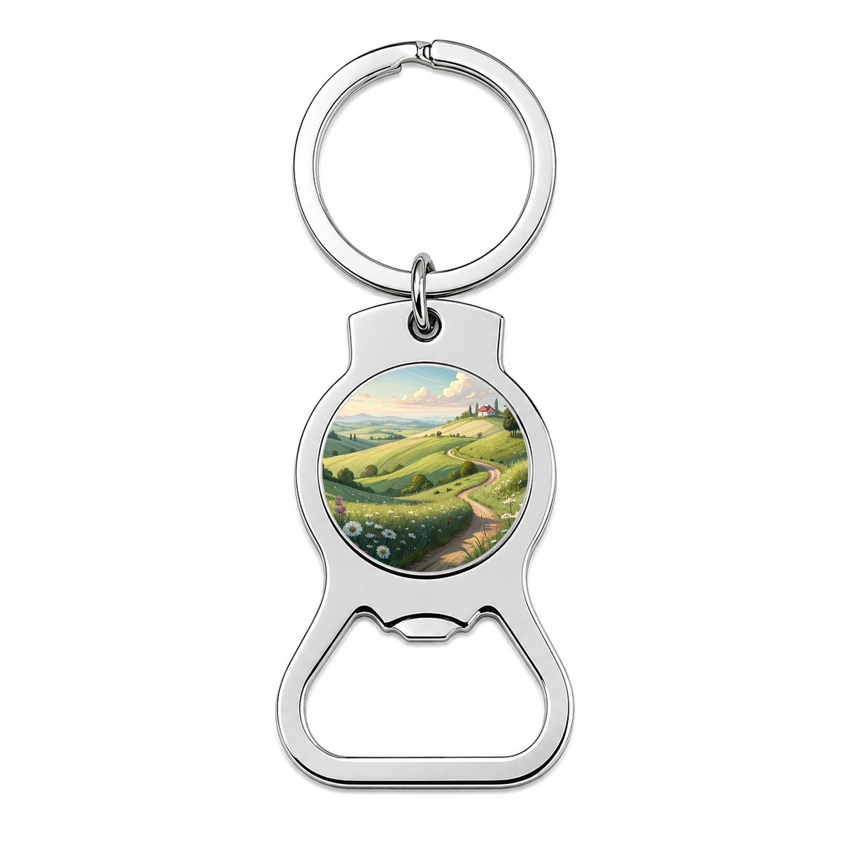 Countryside Pastoral Landscape Bottle Opener Keychain