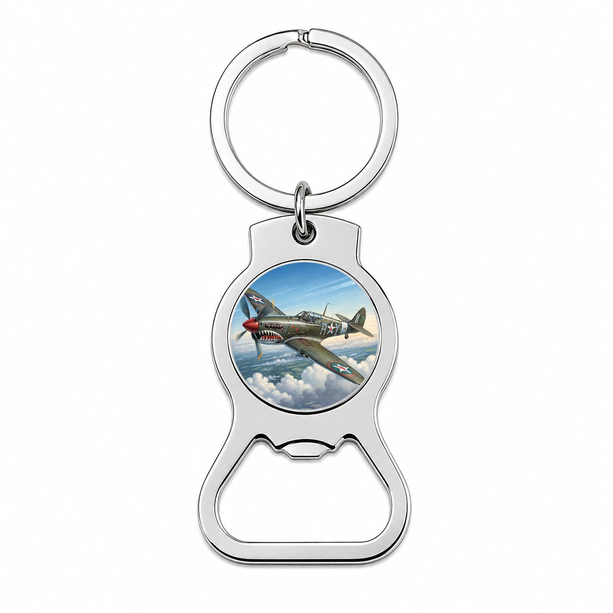 Curtiss P-40 Warhawk WWII US Fighter Bomber Plane Bottle Opener Keychain
