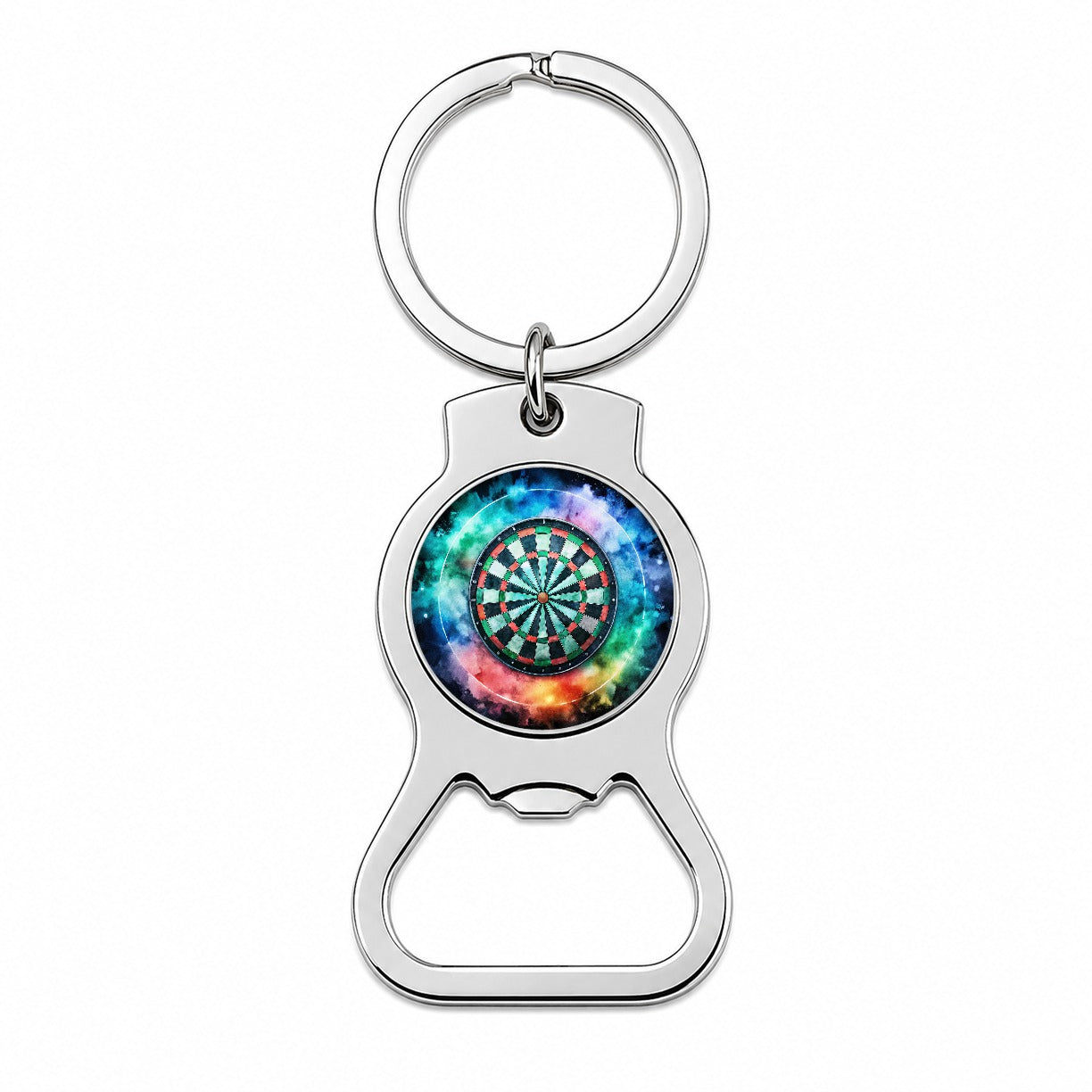 Dart Board Black Watercolor Bottle Opener Keychain