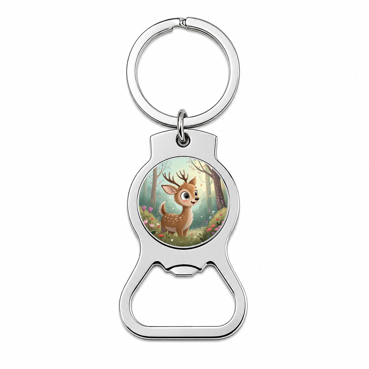 Deer Children's Illustration Style Bottle Opener Keychain