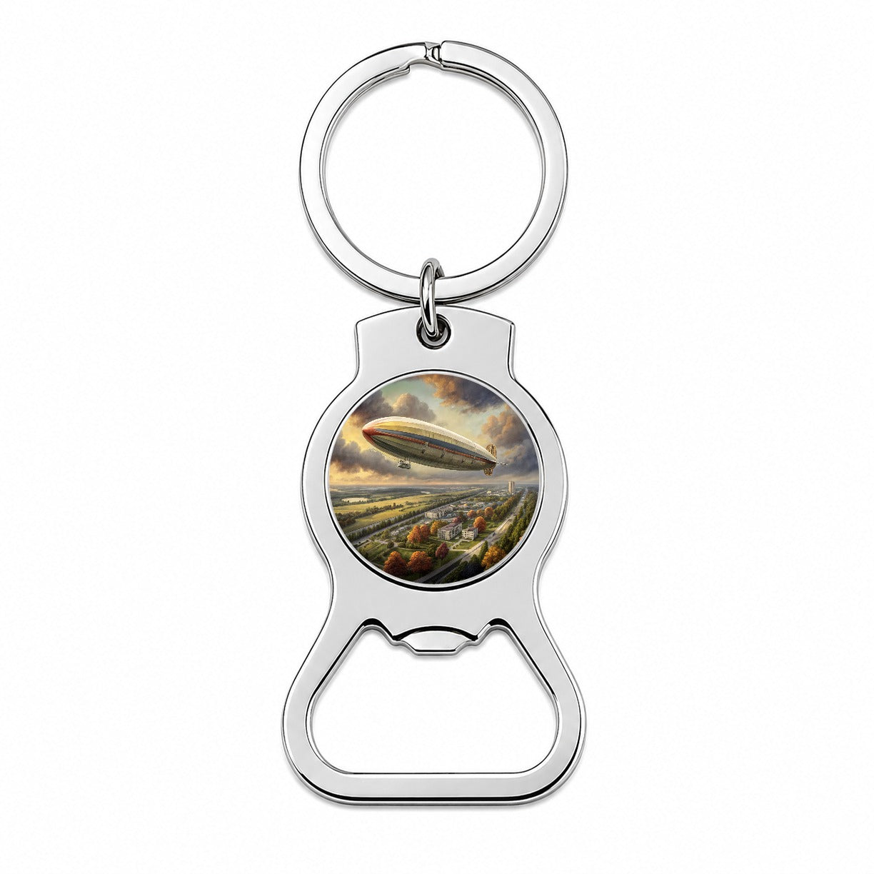 Dirigible Airship In Flight Over New Jersey Bottle Opener Keychain