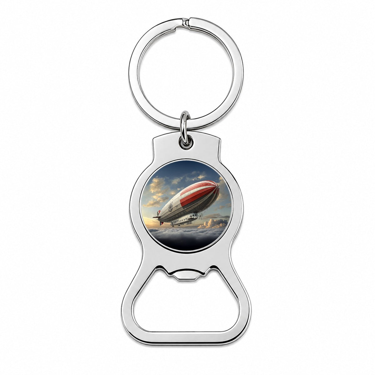 Early 1900's Dirigible Airship Blimp Bottle Opener Keychain