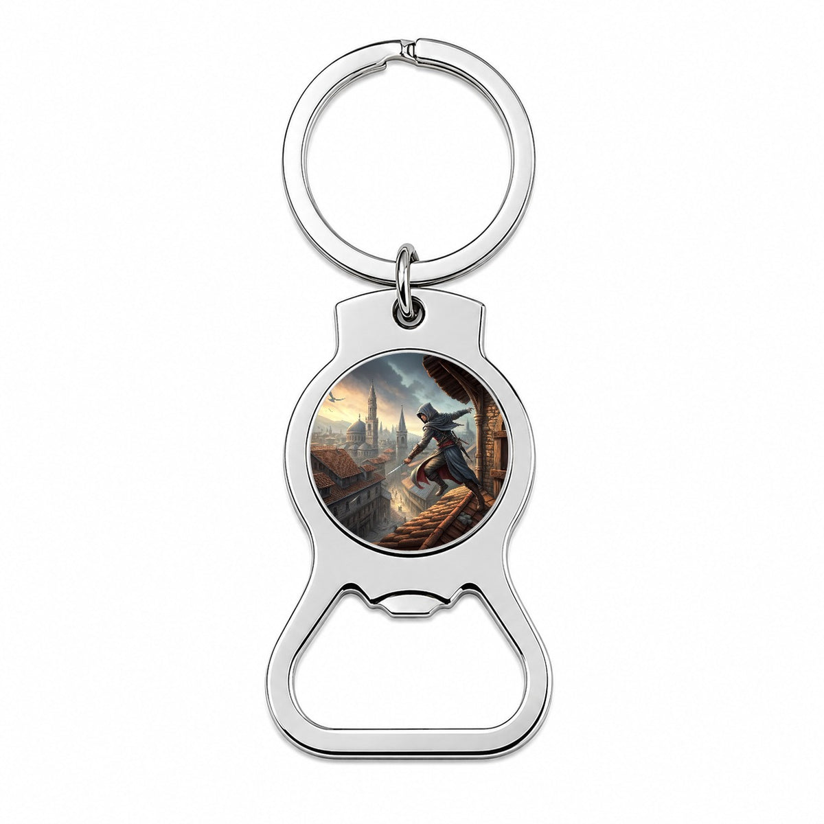 Fantasy Assassin Rogue Thief Rooftop Running Bottle Opener Keychain