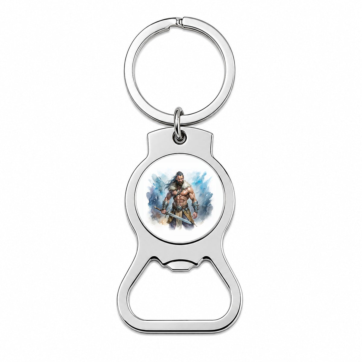 Fantasy Male Barbarian With Two-Handed Sword Bottle Opener Keychain