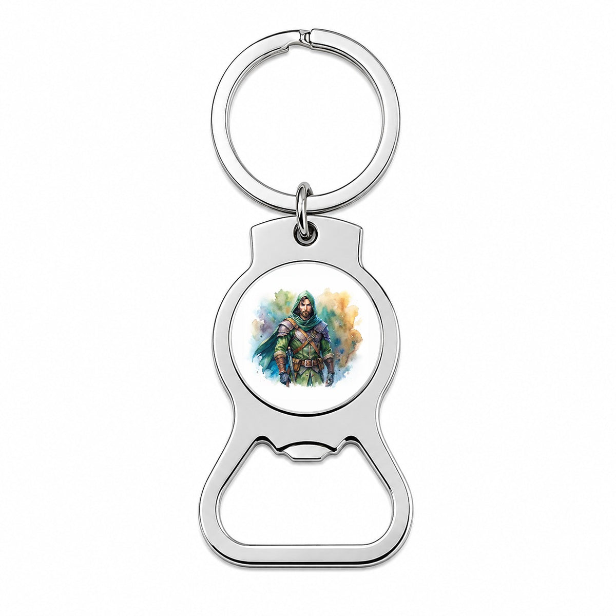 Fantasy Male Rogue Thief Watercolor Bottle Opener Keychain