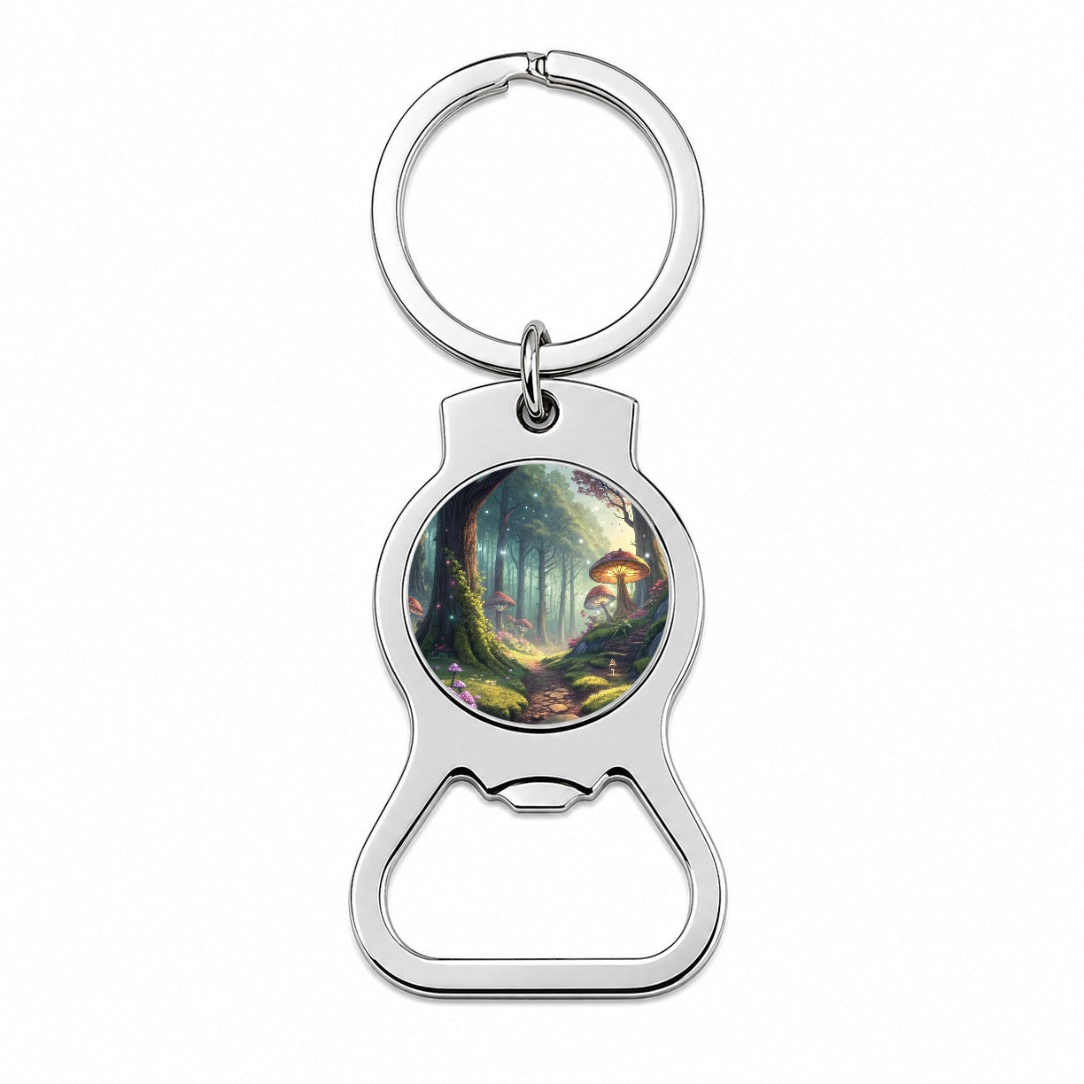 Fantasy Mushroom Forest Mystical Anime Style Bottle Opener Keychain