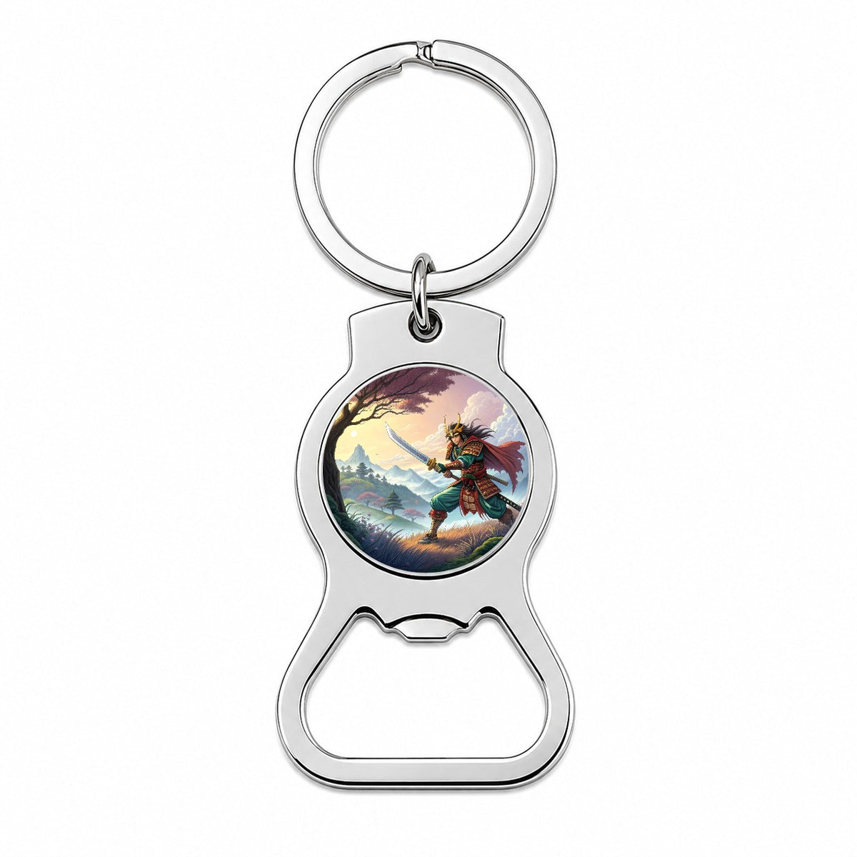 Fantasy Warrior with Sword Classic Japanese Anime Style Bottle Opener Keychain