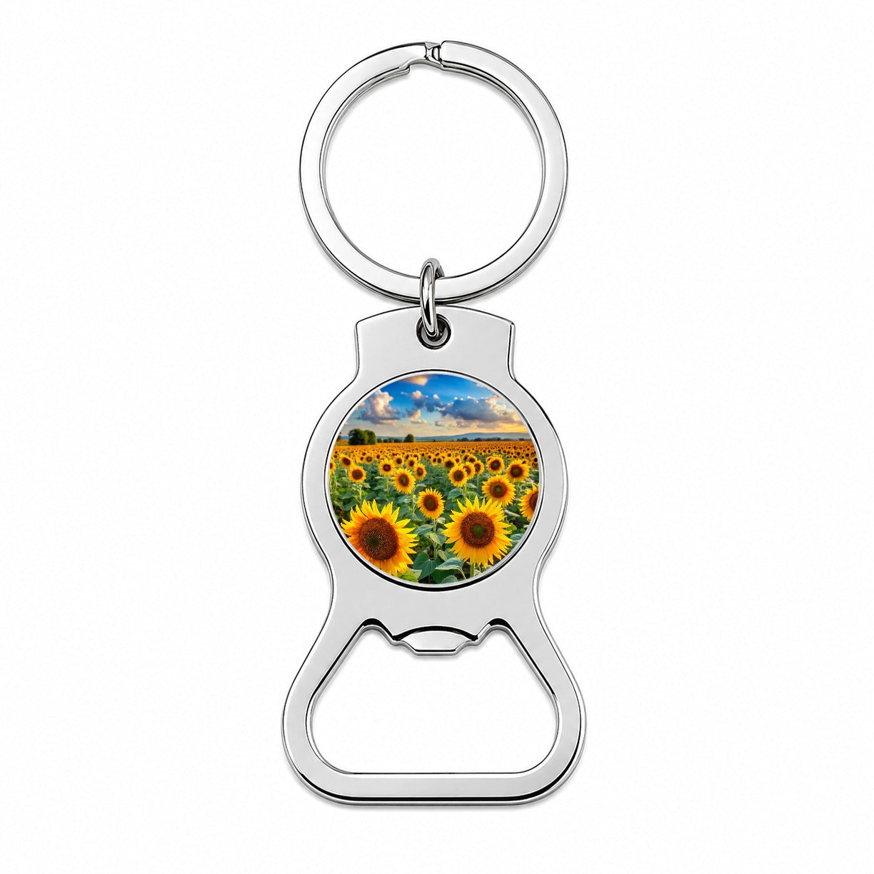 Field Of Sunflowers Bottle Opener Keychain